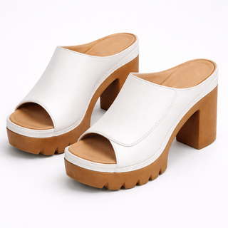 Louise | Leather Platform Block Heel Mule