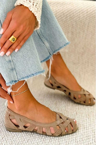 Flat Open Toe Sandals with Woven Crossed Straps