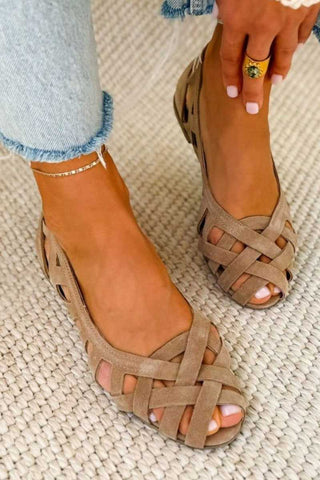 Flat Open Toe Sandals with Woven Crossed Straps