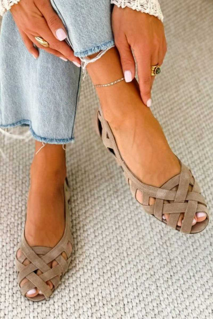 Flat Open Toe Sandals with Woven Crossed Straps