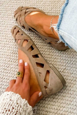 Flat Open Toe Sandals with Woven Crossed Straps