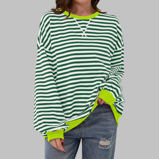Luka | Casual Long Sleeve Round Neck Striped Sweatshirt