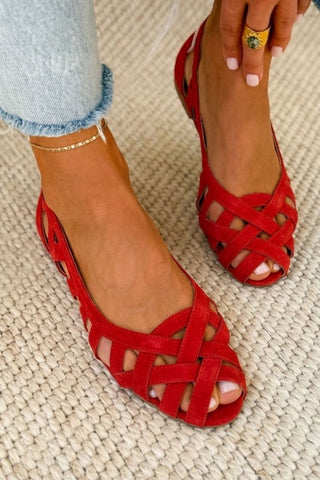 Flat Open Toe Sandals with Woven Crossed Straps
