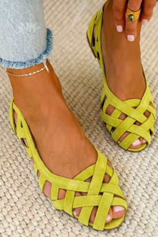Flat Open Toe Sandals with Woven Crossed Straps
