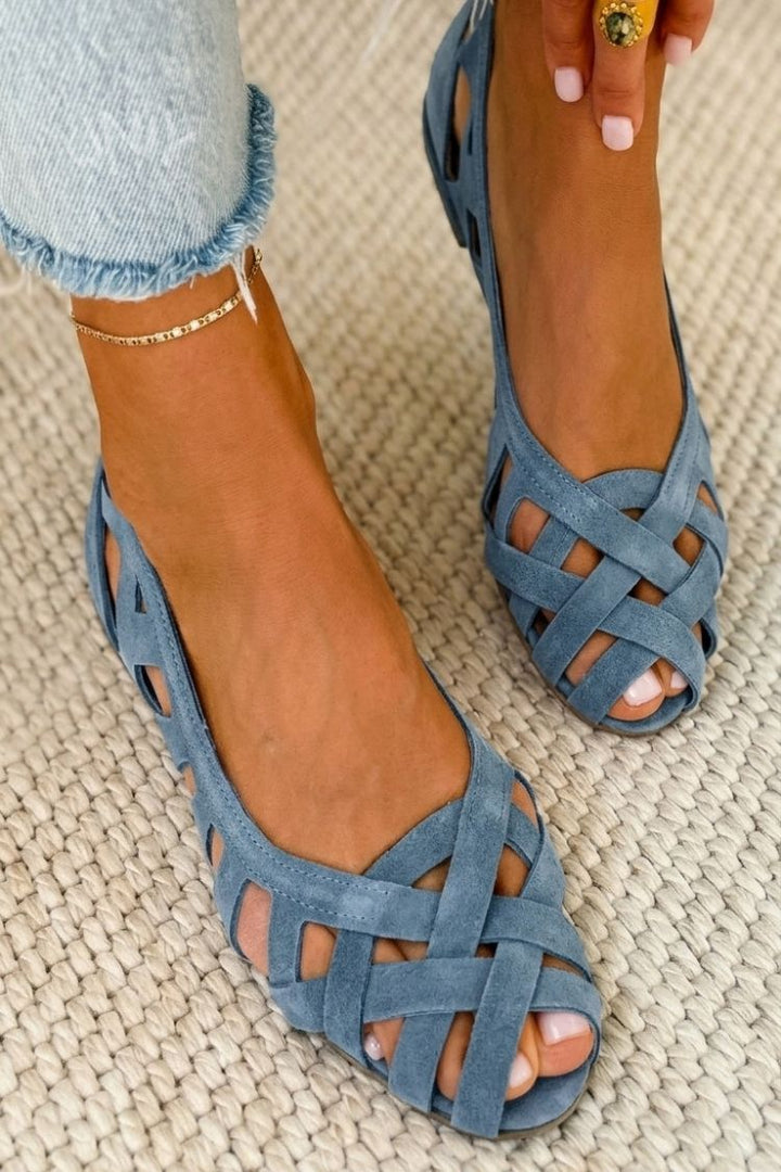 Flat Open Toe Sandals with Woven Crossed Straps