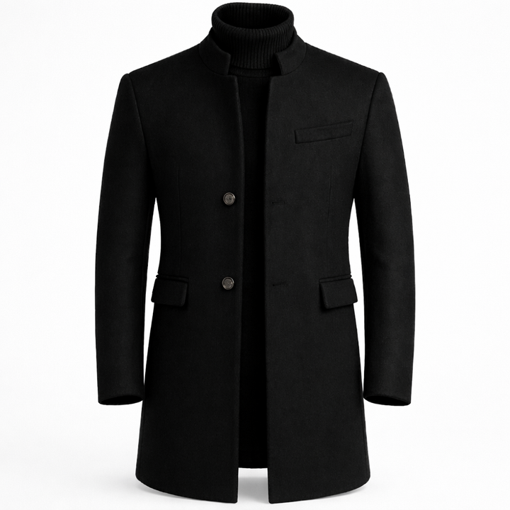 Nico | Long Coat with Stand-Up Collar