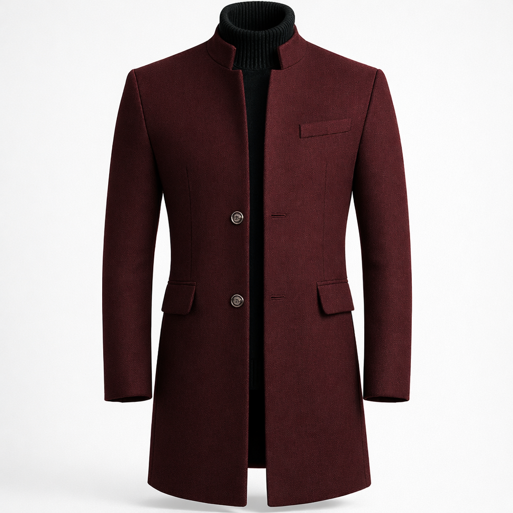 Nico | Long Coat with Stand-Up Collar