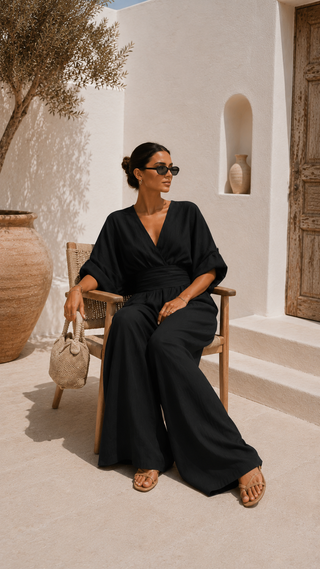 Paula | Elegant Chiffon Jumpsuit with V-Neckline