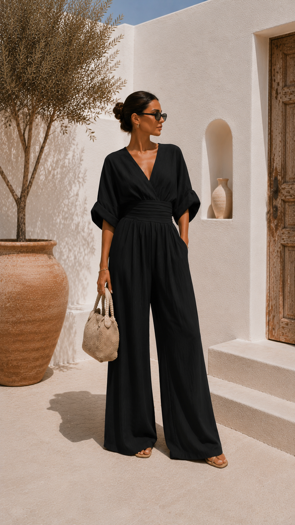 Paula | Elegant Chiffon Jumpsuit with V-Neckline