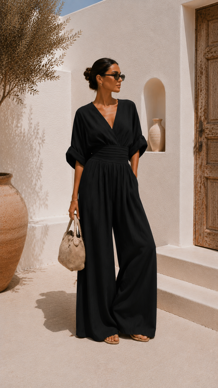 Paula | Elegant Chiffon Jumpsuit with V-Neckline