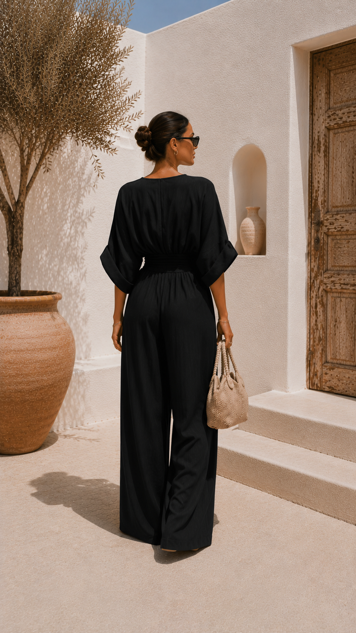 Paula | Elegant Chiffon Jumpsuit with V-Neckline