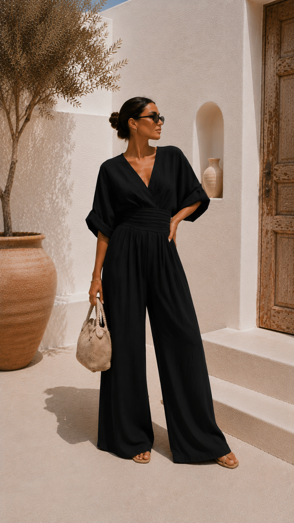 Paula | Elegant Chiffon Jumpsuit with V-Neckline