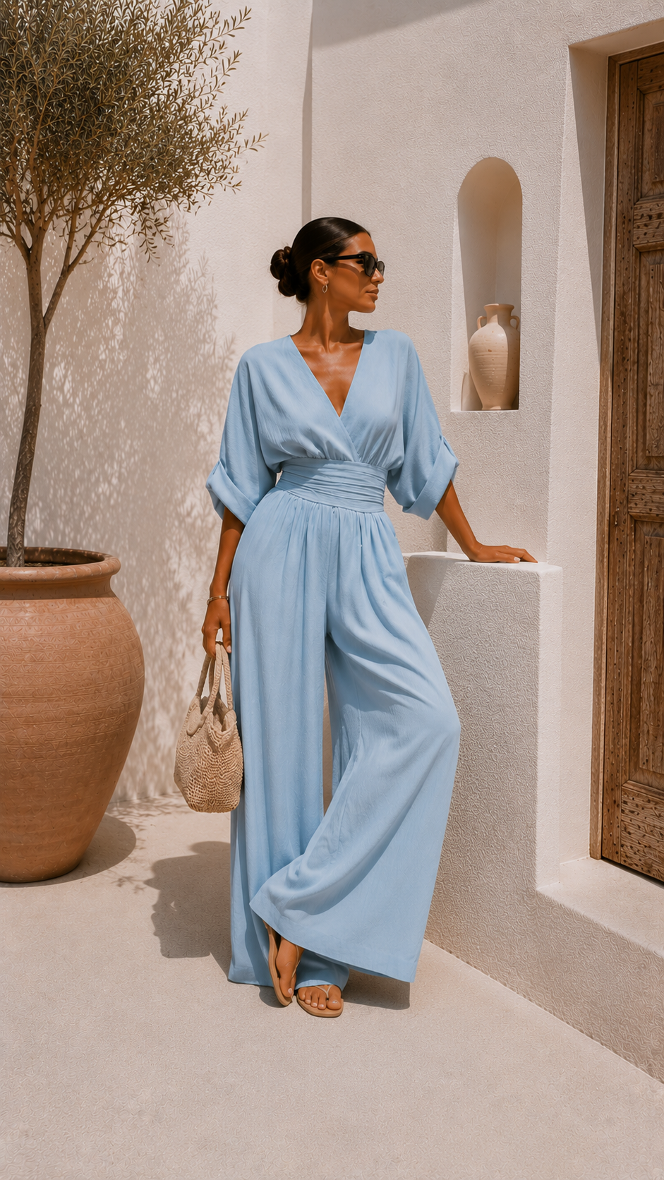 Paula | Elegant Chiffon Jumpsuit with V-Neckline