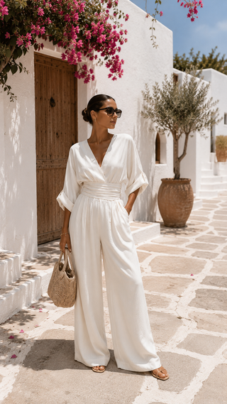 Paula | Elegant Chiffon Jumpsuit with V-Neckline