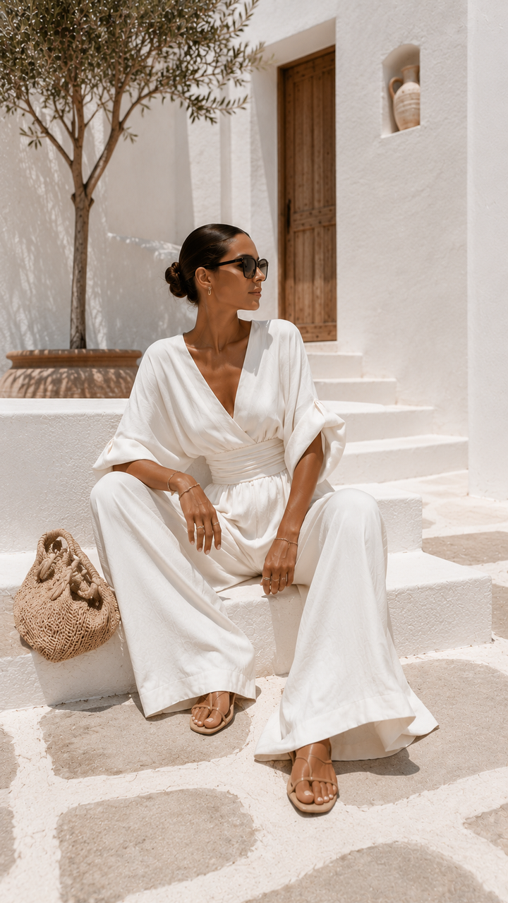 Paula | Elegant Chiffon Jumpsuit with V-Neckline