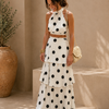Polka Dot Two-Piece Set with Long Skirt