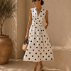 Amelie | V-Neck Polka Dot Midi Dress