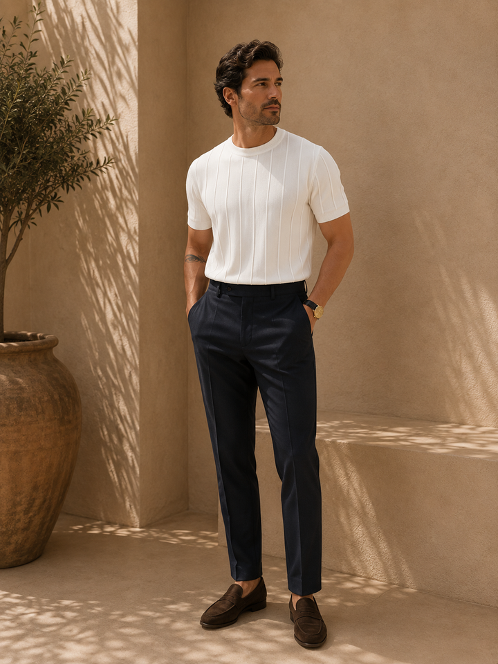 Matteo | Textured Ribbed T-Shirt