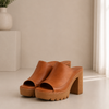 Louise | Leather Platform Block Heel Mule