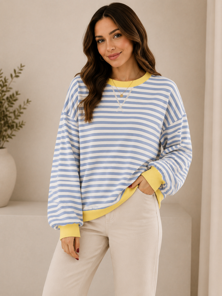 Luka | Casual Long Sleeve Round Neck Striped Sweatshirt