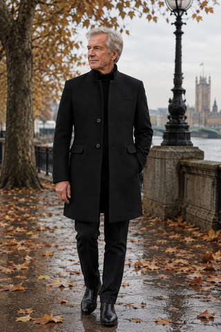 Nico | Long Coat with Stand-Up Collar