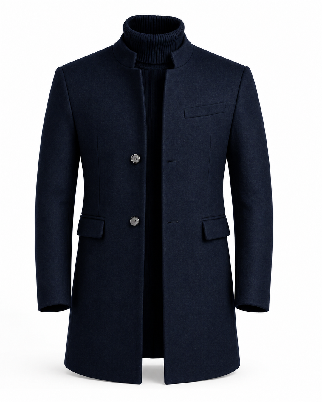 Nico | Long Coat with Stand-Up Collar