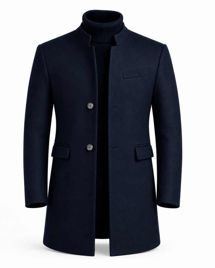 Nico | Long Coat with Stand-Up Collar