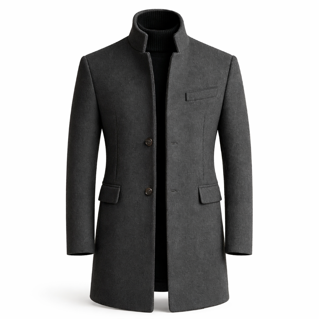 Nico | Long Coat with Stand-Up Collar