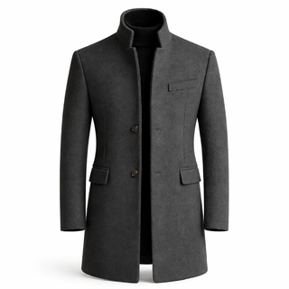 Nico | Long Coat with Stand-Up Collar