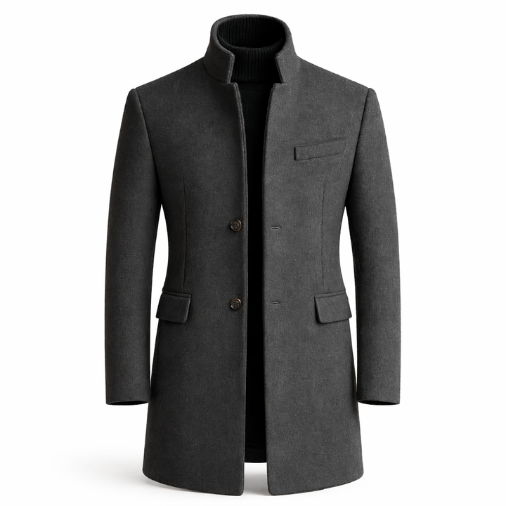 Nico | Long Coat with Stand-Up Collar
