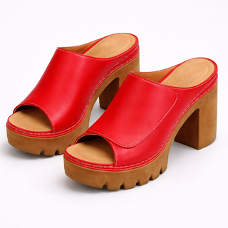 Louise | Leather Platform Block Heel Mule