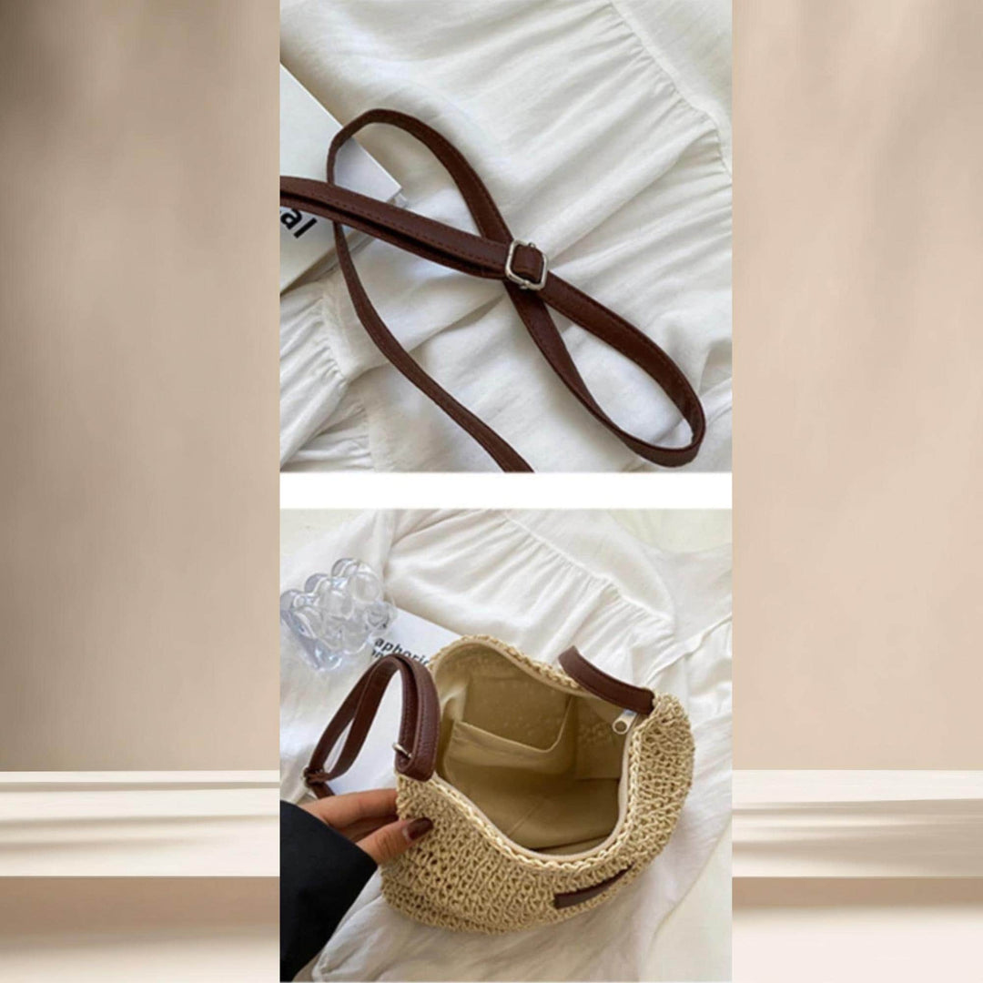 Woven straw crossbody bag | bohemian style.