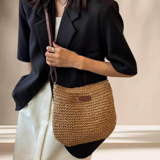 Woven straw crossbody bag | bohemian style.