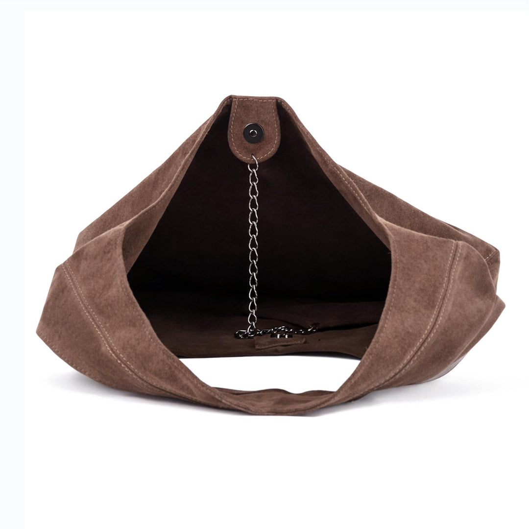 Genuine Italian suede leather bag, large everyday carry bag.
