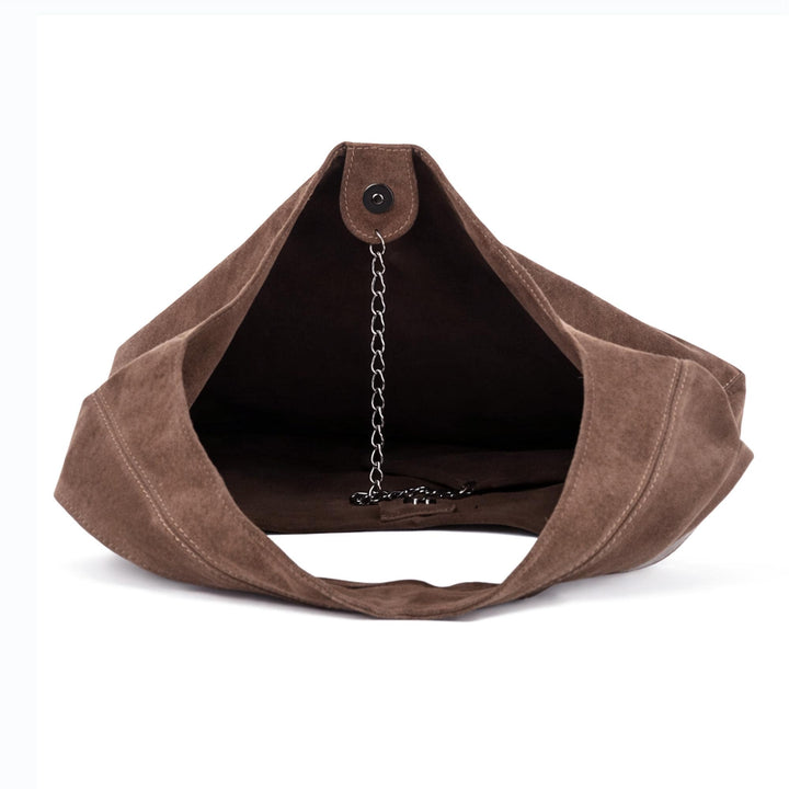 Genuine Italian suede leather bag, large everyday carry bag.