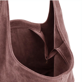 Genuine Italian suede leather bag, large everyday carry bag.