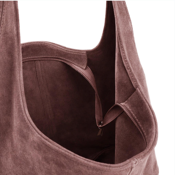 Genuine Italian suede leather bag, large everyday carry bag.