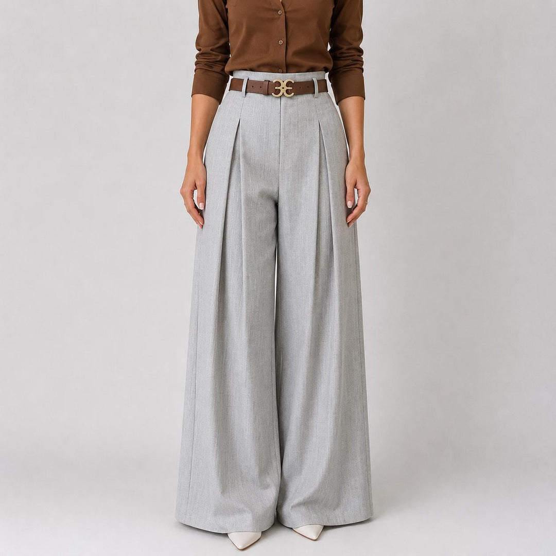 Mila | High-Waisted Pleated Wide-Leg Trousers