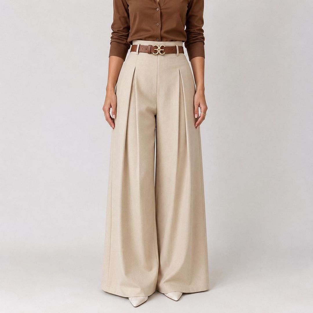 Mila | High-Waisted Pleated Wide-Leg Trousers