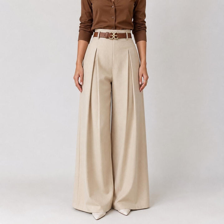 Mila | High-Waisted Pleated Wide-Leg Trousers