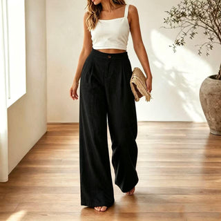 High-Waisted Pleated Wide-Leg Pants