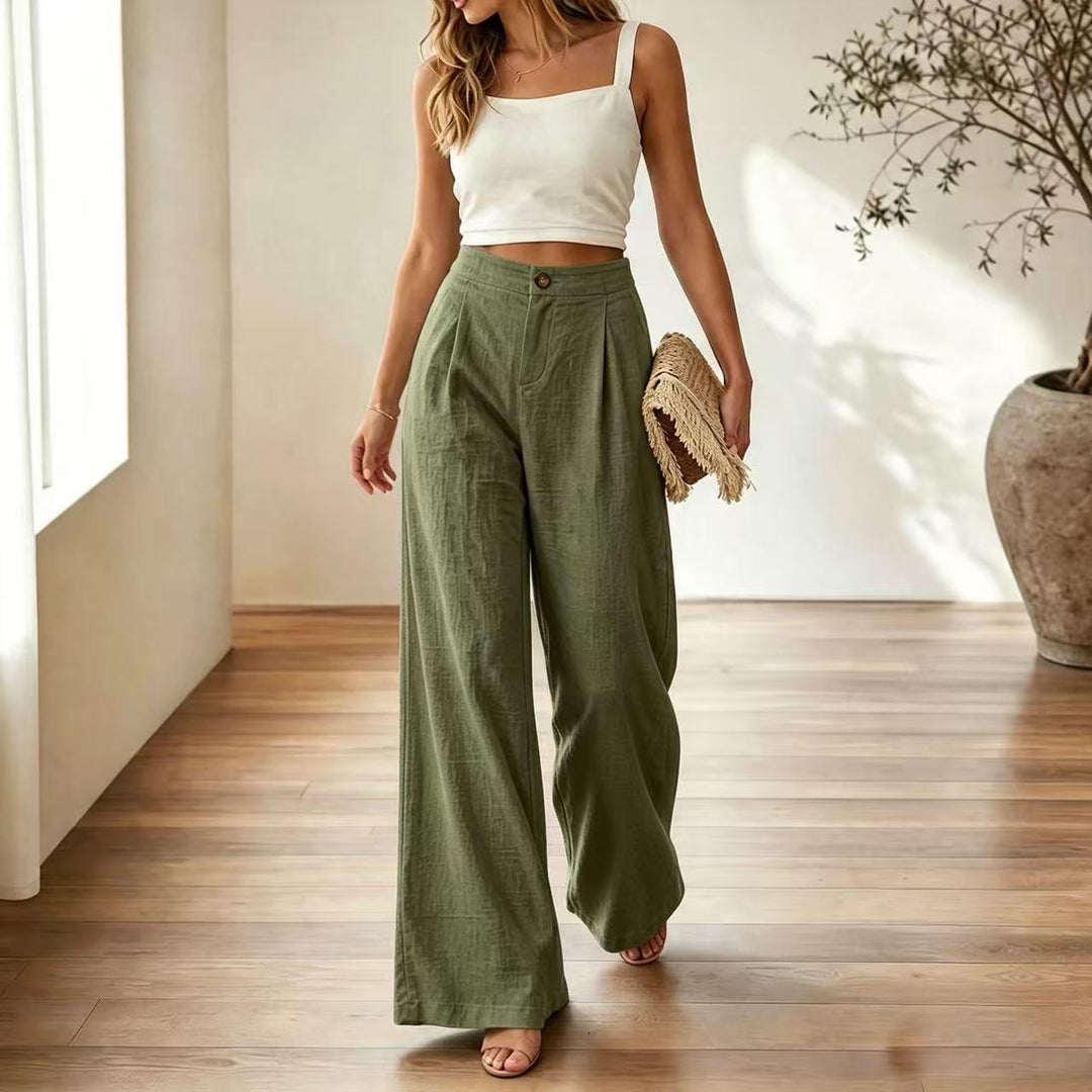 High-Waisted Pleated Wide-Leg Pants