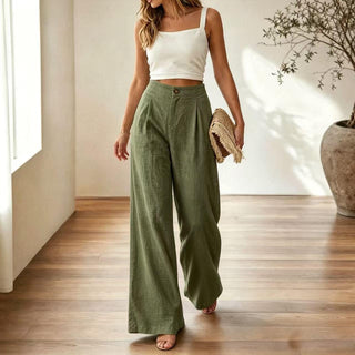 High-Waisted Pleated Wide-Leg Pants